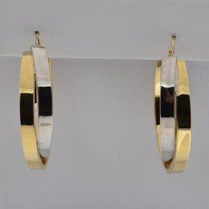Double Hoop Earrings in 14K Yellow & White Gold